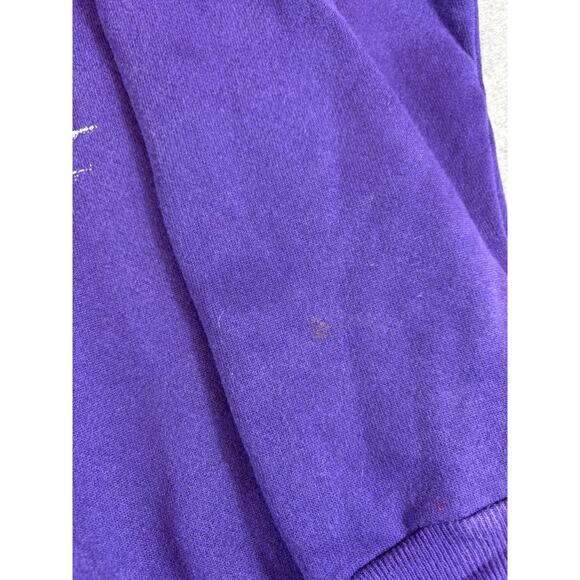 Vintage 80s Sweatshirt Womens Medium Purple Christmas Winter Crewneck Pullover - Picture 6 of 8